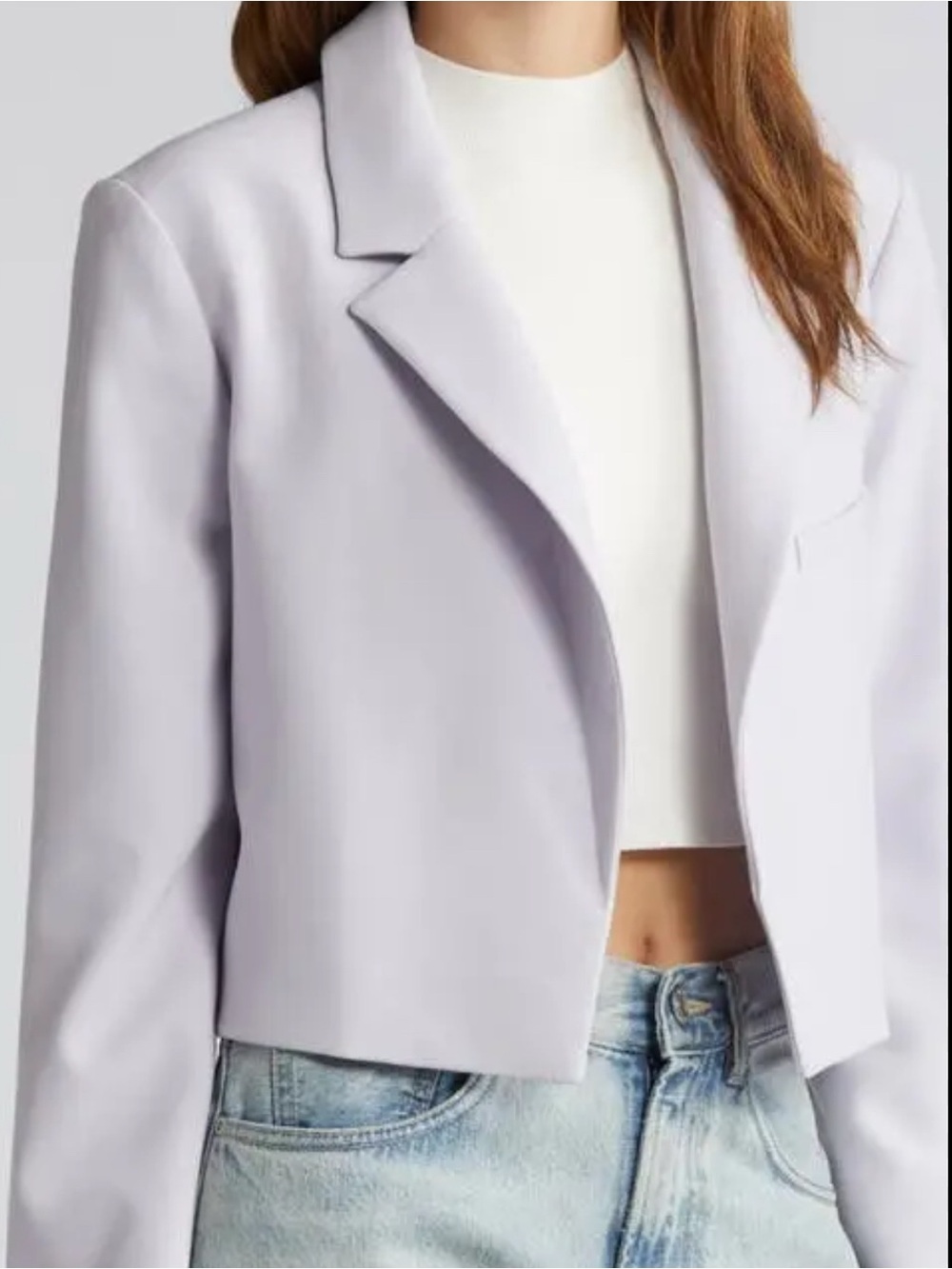 Open Edit Cropped Lavender-Gray Women's Blazer Jacket Size Small